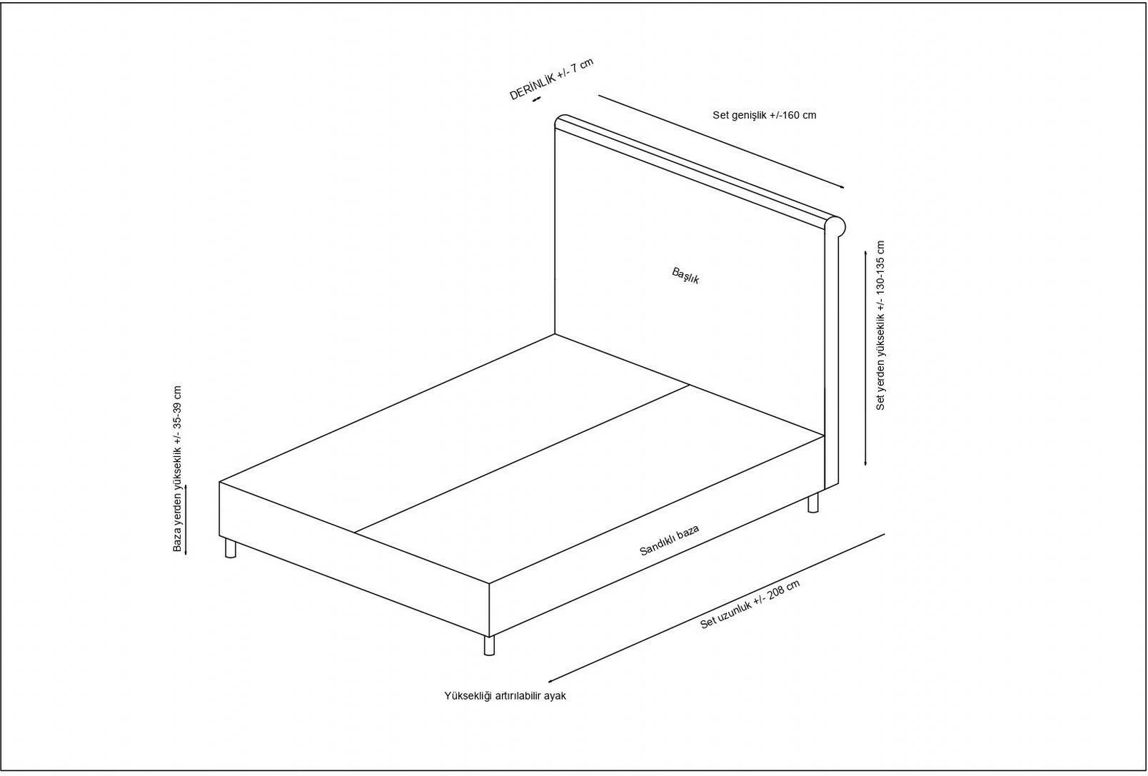 Baza dhe shtrati dopio me shpinore, ngjyrë antracit, Sonata, 160x200