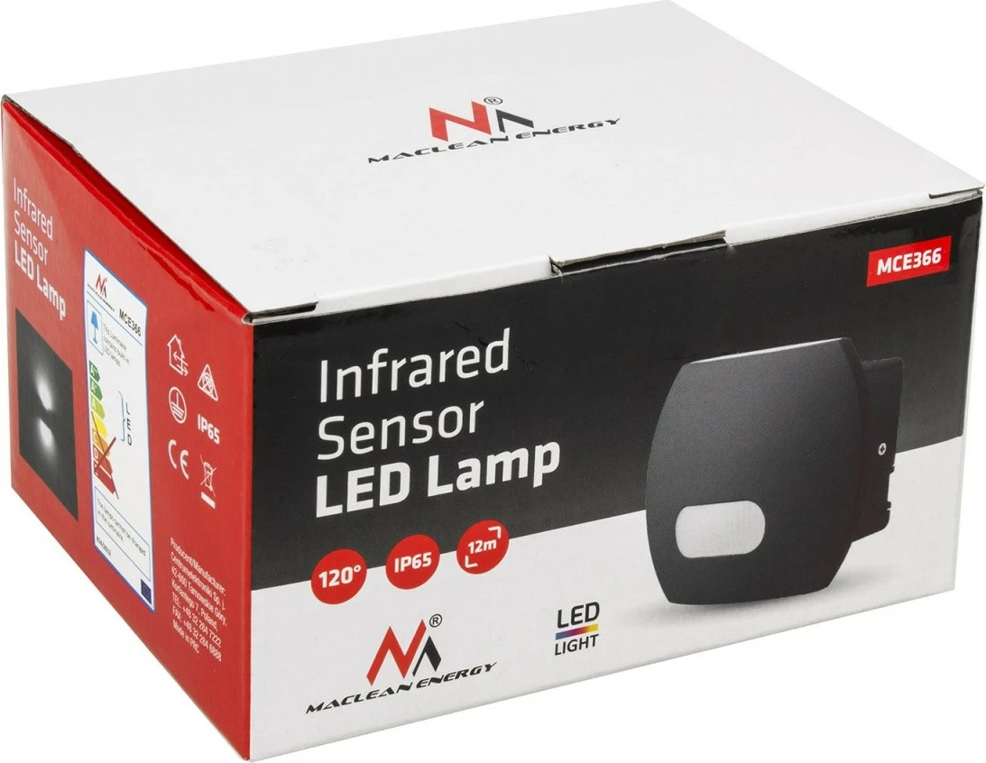 Aplikë muri LED, Maclean MCE366, 20W 1600lm IP65 4000K, gri