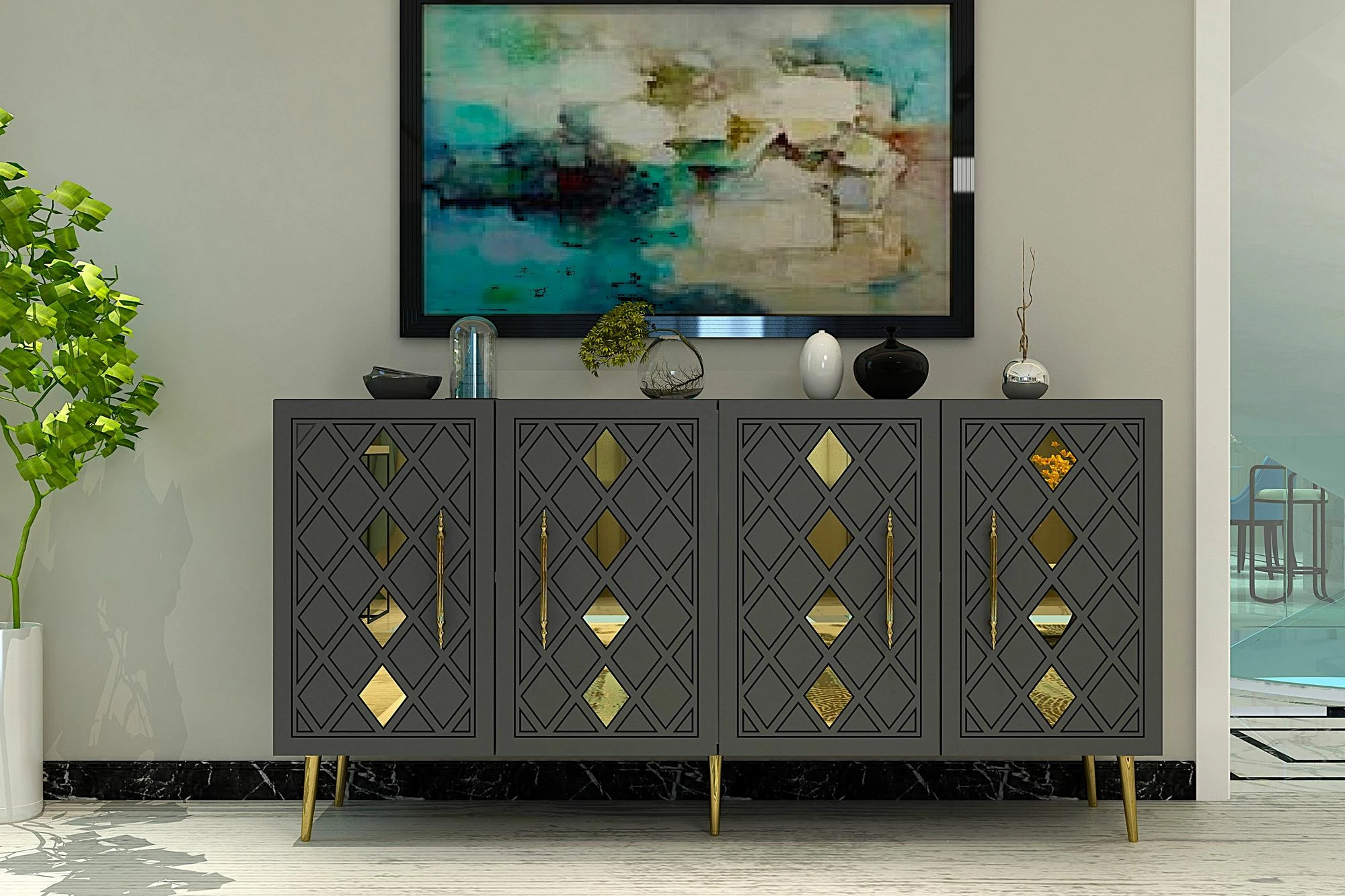 Konsolë Skye Decor Dome KB150, antracit, ar