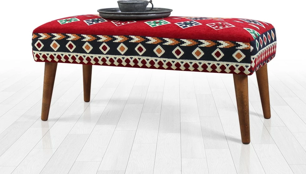 Pouf oriental rustic, shumëngjyrësh, Vezir v3, 91x42x46 cm