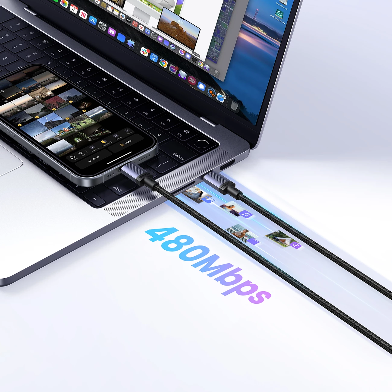 Kabllo USB-C në USB-C Ugreen PD 240W 2m (Thunderbolt 4), e zezë, në kuti