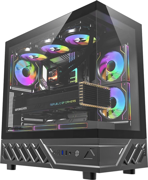 Kasë DarkFlash DS950 ATX/M-ATX/ITX Midi Tower, tempered glass, pa ventilatorë, e zezë