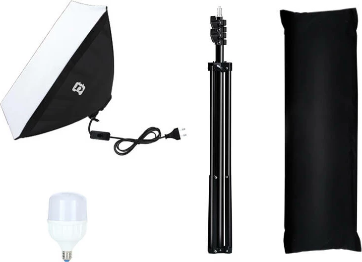 Set studio Puluz PU5070EU me softbox LED 50x70cm, tripod, llambë LED 30W, bardhë