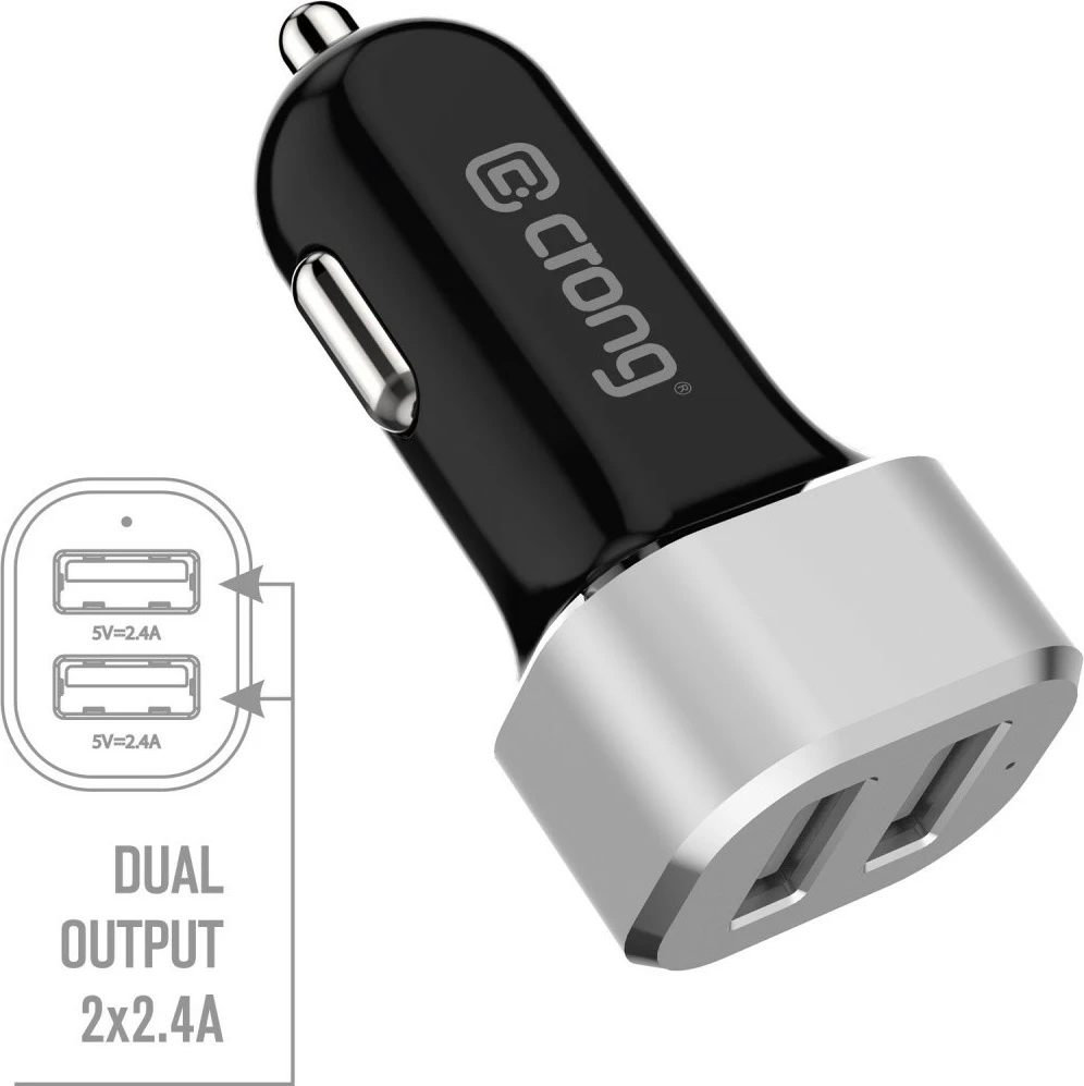 Karikues veture CRONG CRG-PWRC-USB24-ALU, 2xUSB, 24W, Alumini