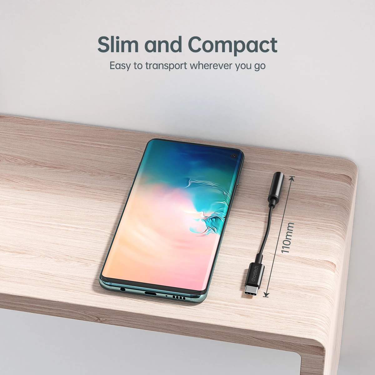 Adapter audio Choetech AUX003, USB-C në 3.5mm, i zi