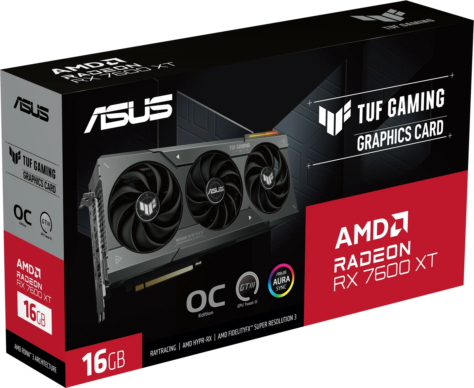 Kartelë grafike ASUS TUF Gaming TUF-RX7600XT-O16G-GAMING, Radeon RX 7600 XT, 16 GB, GDDR6