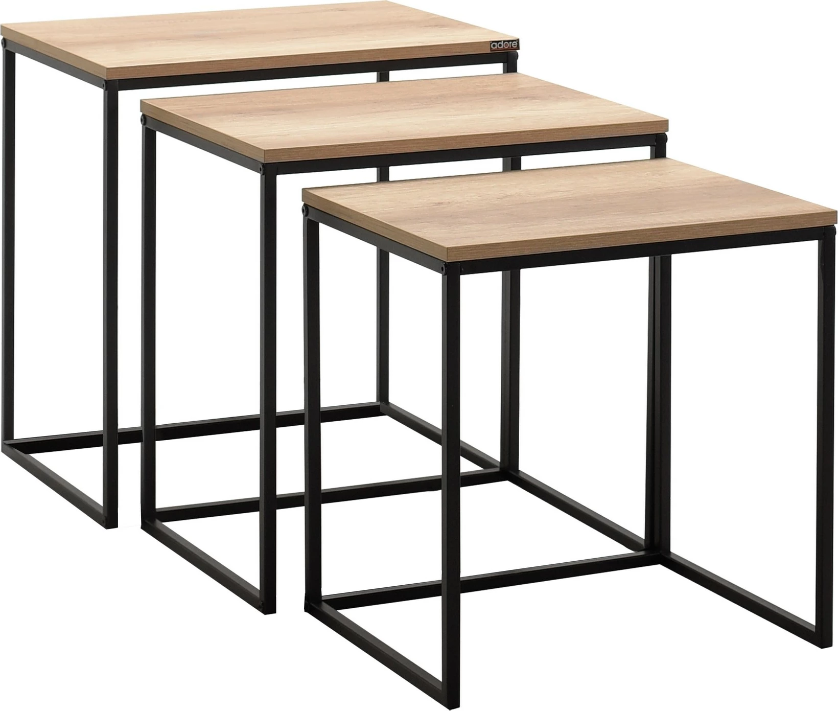 Set tavolina ndihmëse të vendosshme, 3 copë, ngjyrë arre dhe e zezë, Hanah Home, Shp-933-Tt-1
