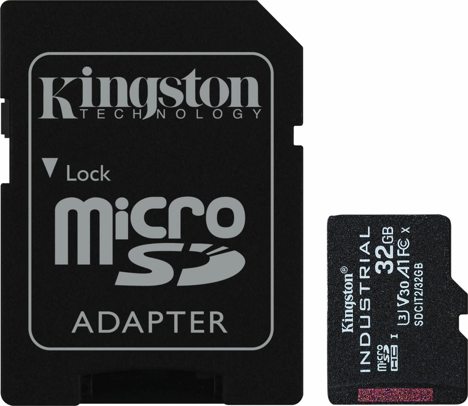 Kartelë memorje microSDHC Kingston Industrial 32GB Class 10 UHS-I/U3 A1 V30 (SDCIT2/32GB) me adapter SD