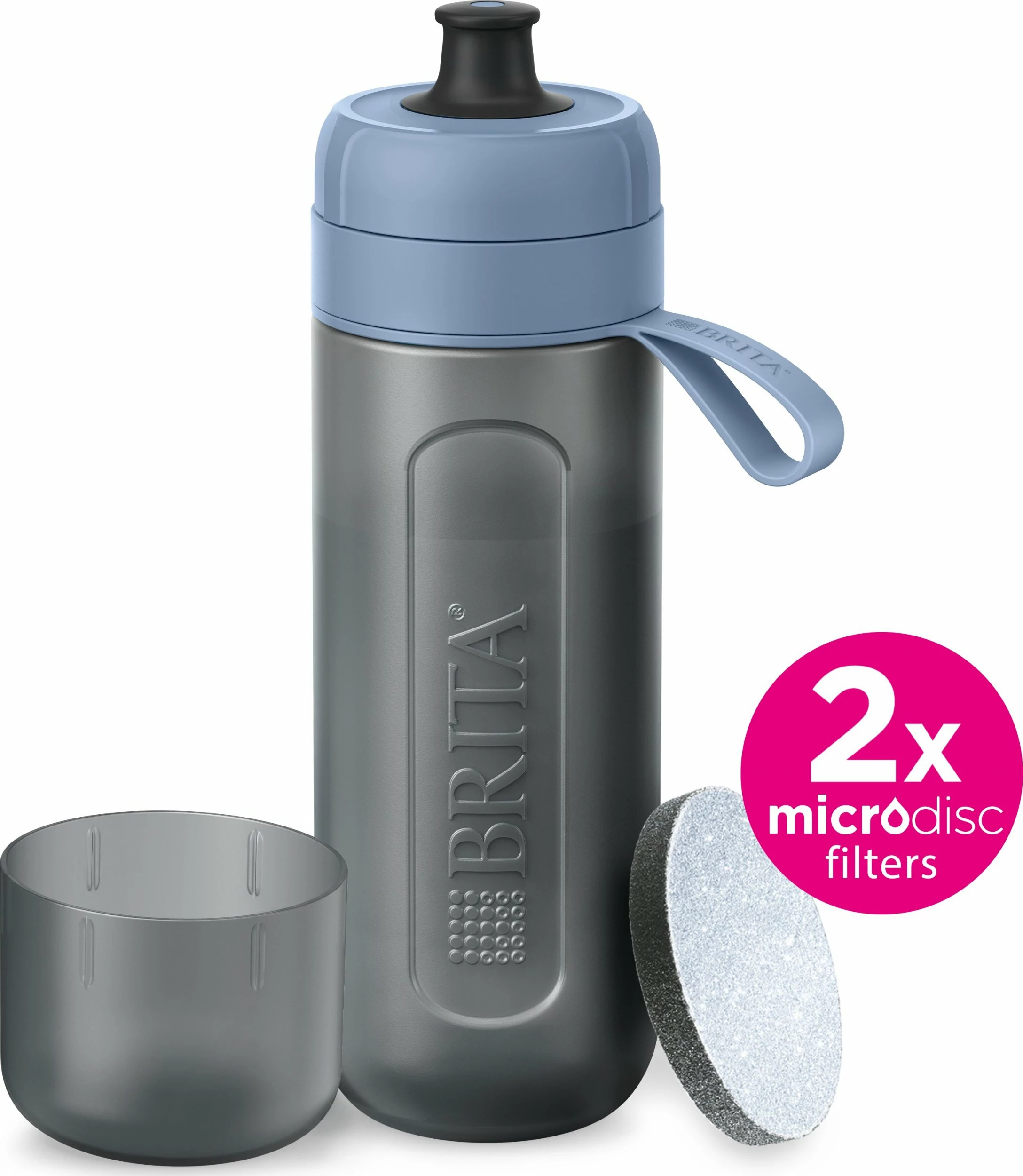Shishe filtruese uji Brita Active 600 ml, blu pastel, set 2x filtër MicroDisc