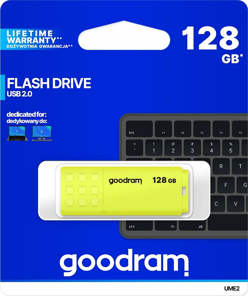 Pendrive GoodRam UME2 128 GB USB 2.0 i verdhë