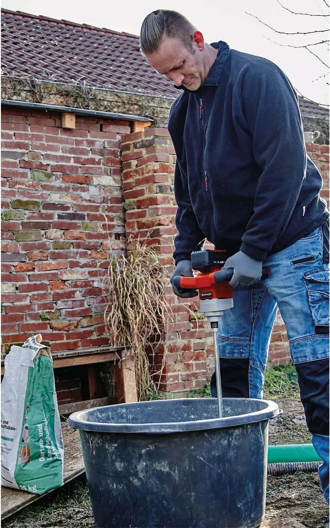 Mikser pa kabllo Einhell TE-MX 18 Li Solo, 620 RPM, i zi/kuq