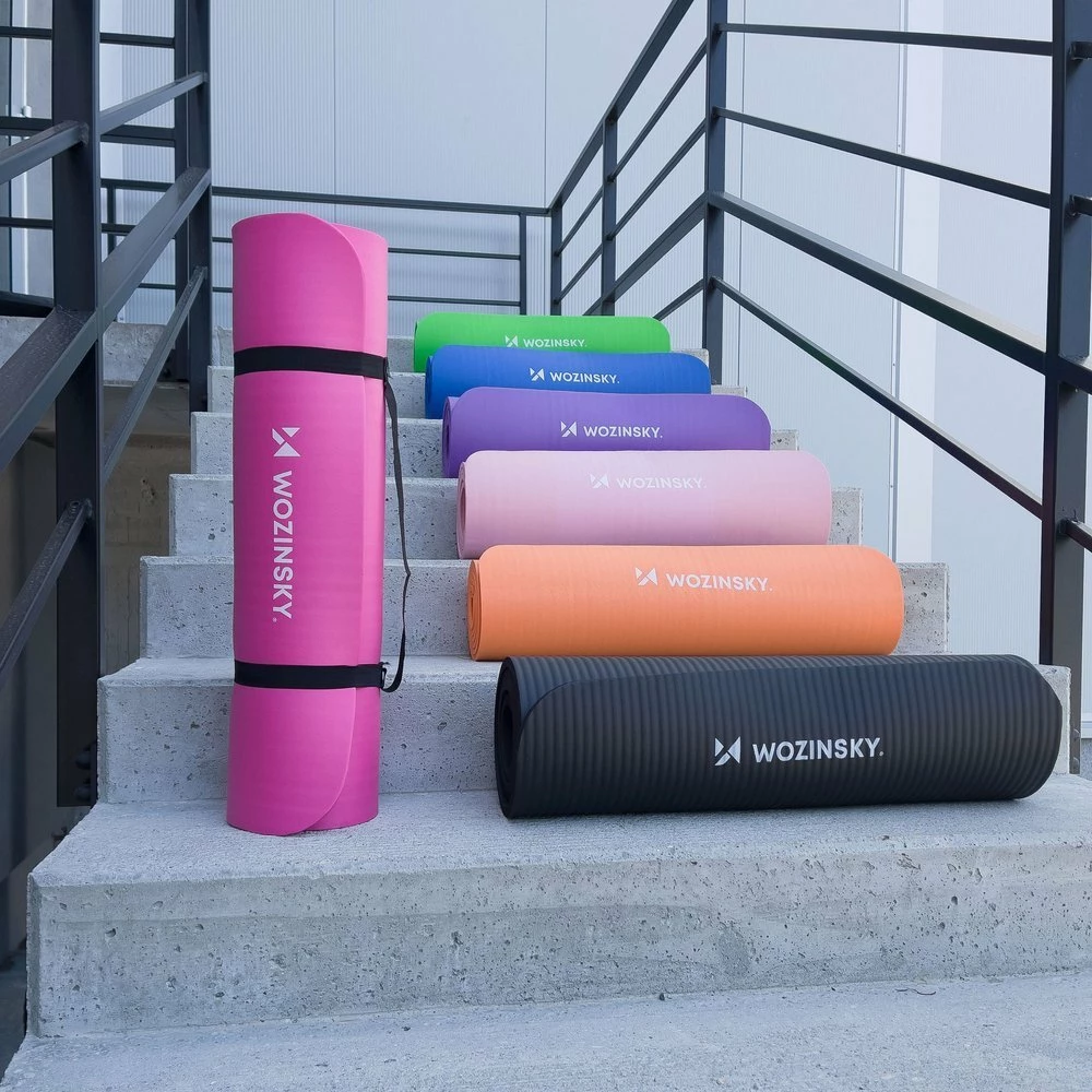 tapet ushtrimesh për yoga/fitness, Wozinsky, WNSP-PINK, 181x63x1 cm, shkumë NBR, antirrëshqitës, 900 g, rozë, me rrip dhe qese