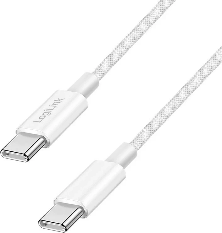 Kabëll USB-C në USB-C LogiLink 1.5m, najlon, bardhë
