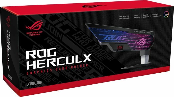 Mbajtës për kartel grafike Asus ROG Herculx 90DA0020-B09000, 72-128 mm, ARGB, i zi