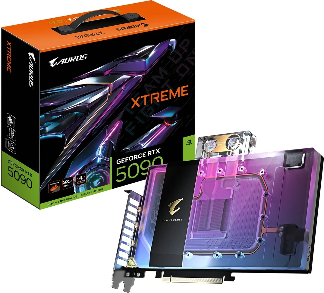 Kasë grafike Gigabyte AORUS GeForce RTX 5090 XTREME WATERFORCE WB, 32GB GDDR7, e zezë