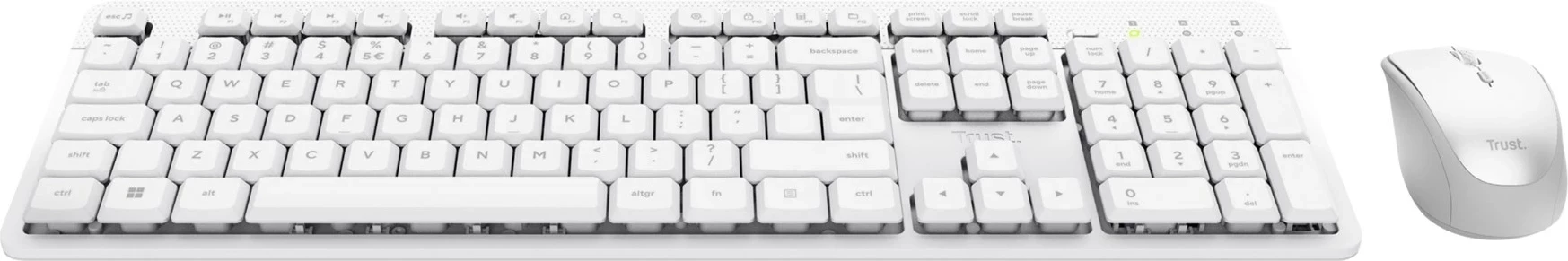 Set tastierë me maus Trust Ody II, Wireless, QWERTY US, Bardhë