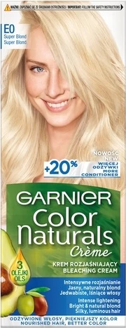 Krem zbardhues për flokë Garnier Color Naturals Creme E0 Super Blond për femra, 1 copë