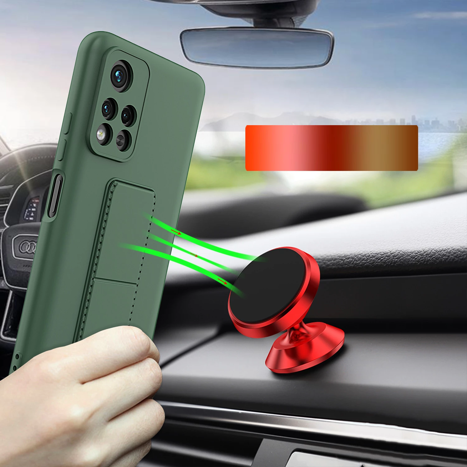Mbështjellës Wozinsky Kickstand Case për Xiaomi Redmi Note 11/11S, silikon, i zi