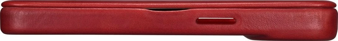 Mbështjellës iCarer CE Oil Wax Premium Leather Folio AKI14220707-RD për iPhone 14 Plus, lëkurë natyrale, me flapa magnetike, MagSafe, kuqe