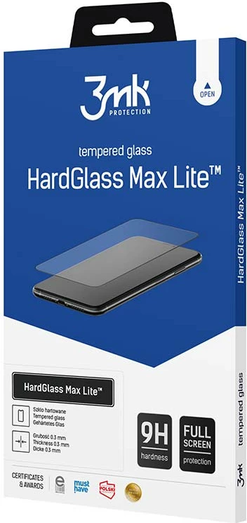 xham i kalitur mbrojtës ekrani 3mk HardGlass Max Lite për Samsung Galaxy A21, 9H, 0.3 mm, full screen, Black, 1 copë