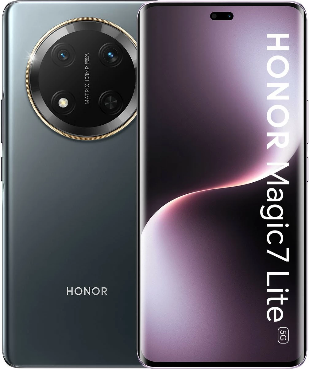 Celular Honor Magic7 Lite, 8 GB, 256 GB, 108 MP, Android 14, Ngjyrë e zezë, Titanium