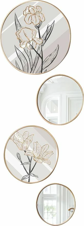 Set dekorativ me piktura dhe pasqyra të rrumbullakëta, MDF, shumëngjyrëshe, 4 copë, Wallity, Roundmirrorset - 0004