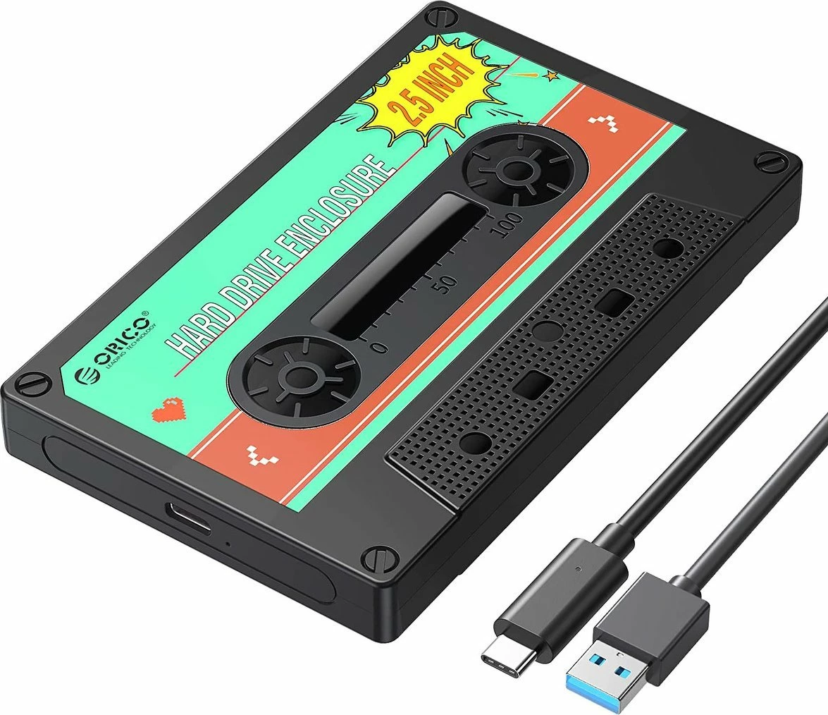 Kasë ekstern për disk 2.5" Orico 2580C3-V1-BK-EP, SATA III në USB-C 3.2 Gen1 6Gbps, deri 6TB, dizajn kasetë, e zezë