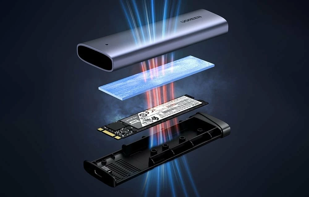 Kasë për SSD Ugreen CM767 M.2 NVMe USB-C 3.2 10Gbps, argjendtë