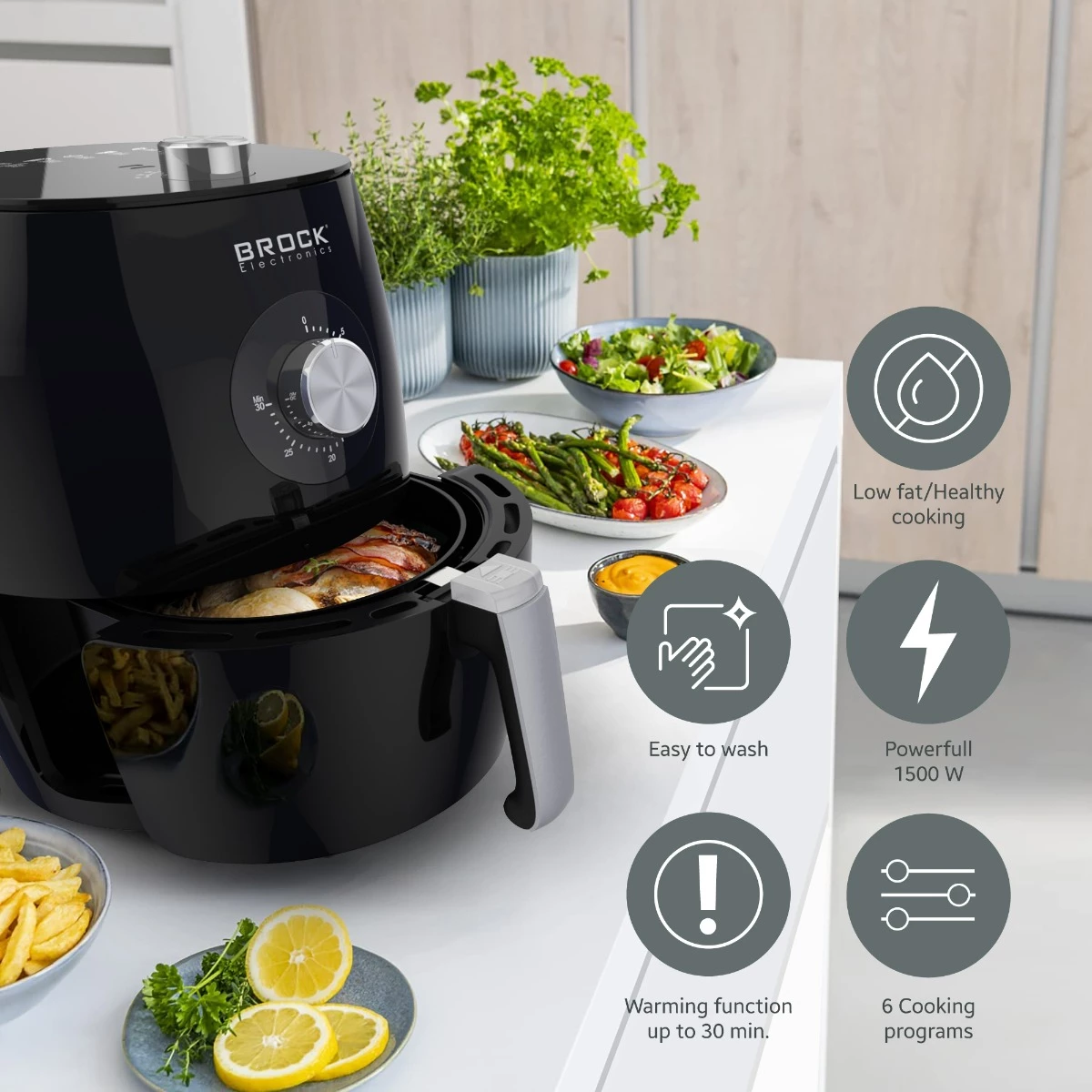 Fritezë me ajër Brock AFM 3501 BK 3.5L 1500W, e zezë
