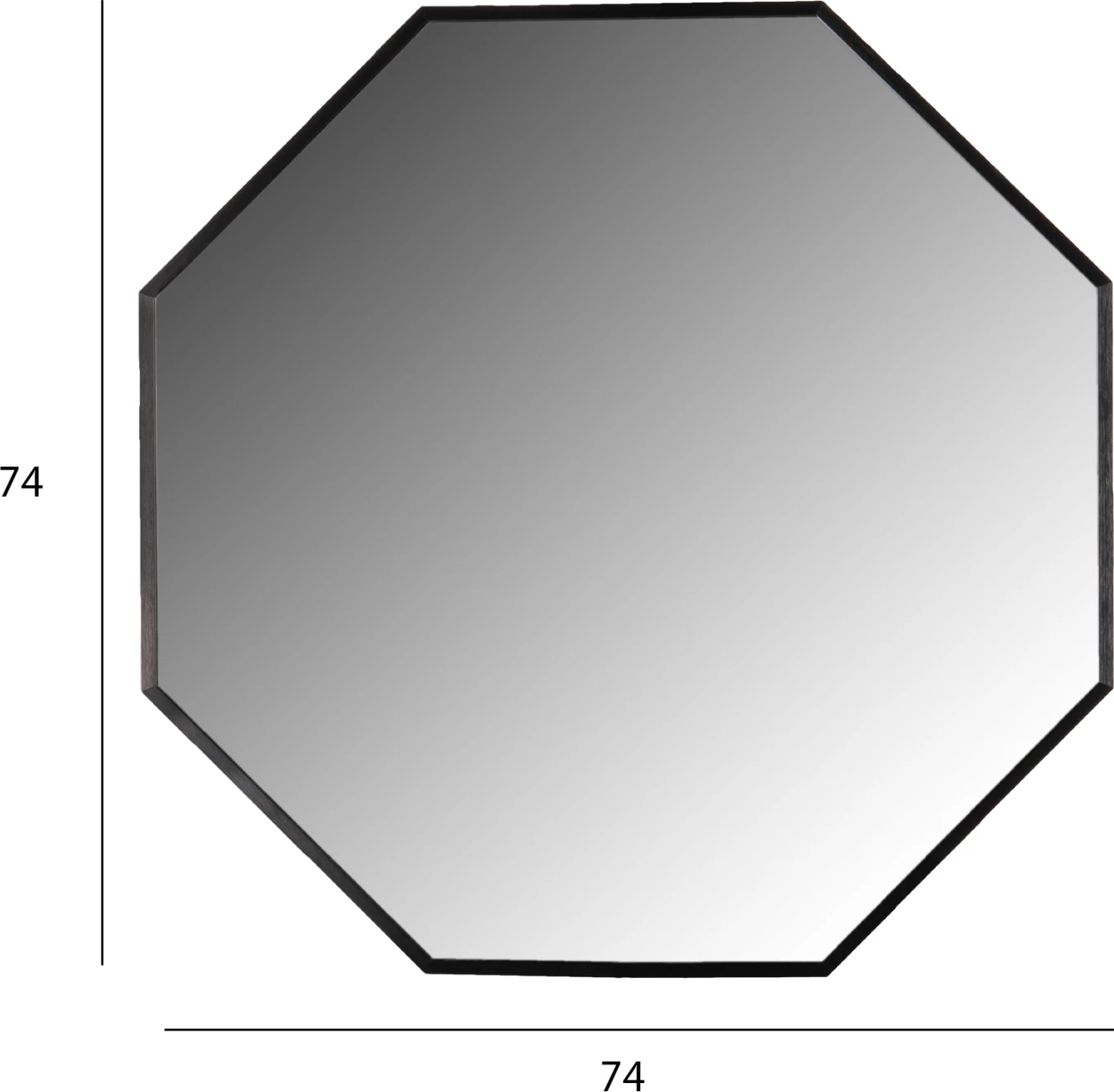 Pasqyrë muri oktagonale, kornizë alumini e zezë, FH4499.01, Φ74 cm
