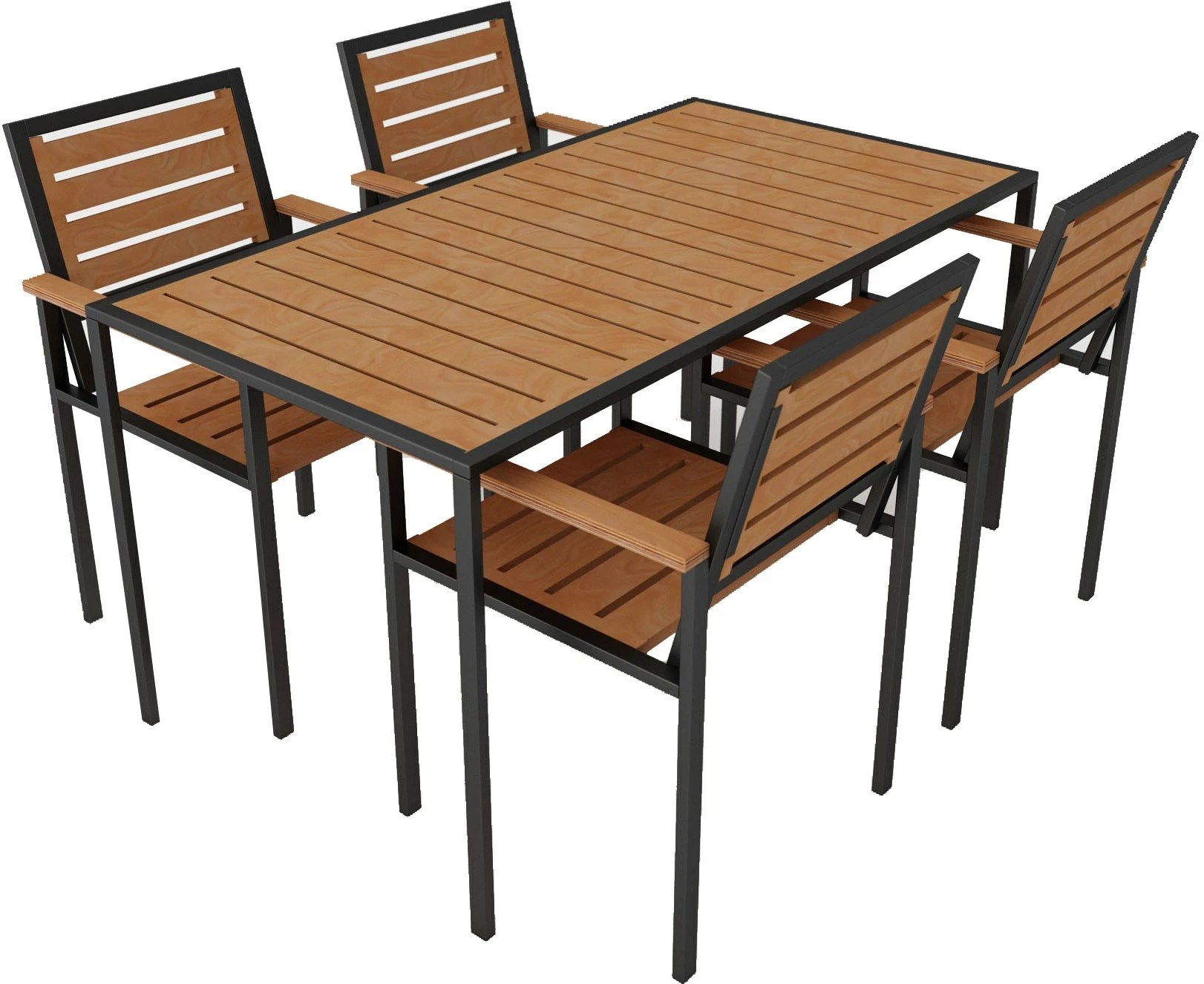 Tavolinë me karrige për terasë, 5 copë, Skye Decor, ngjyrë teak, CPT7706-150