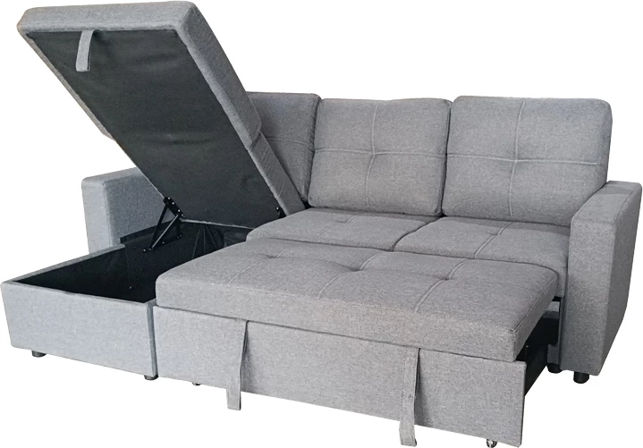 Divan këndor i kthyeshëm me hapësirë ruajtjeje, ngjyrë gri, 216x133.4x82.6cm