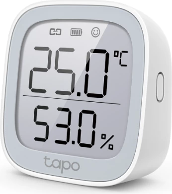 Sensor i mençur temperature dhe lagështie TP-LINK Tapo T315, ekran 2.7" E-ink, i bardhë, set me 2 bateri AAA