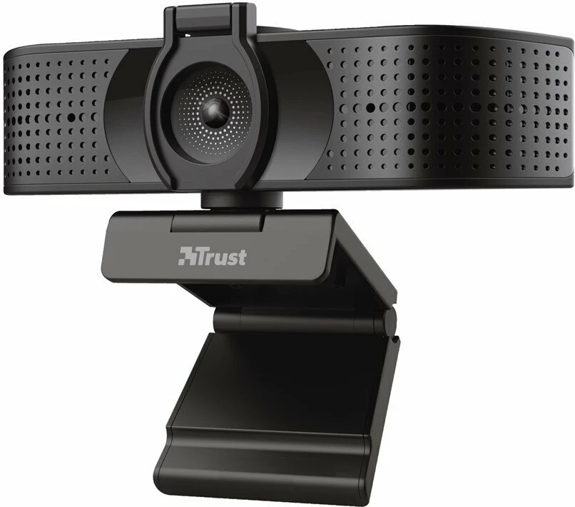 Kamerë web Trust Teza 4K UHD 24280, USB, mikrofon stereo, e zezë, set me tripod + kapak lente + adapter USB-A në USB-C