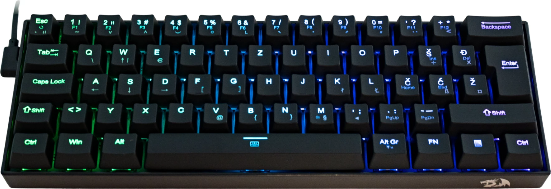 Tastierë mekanike gaming Redragon Dragonborn K630, 61 taste, RGB, switch Blue, USB-C, layout SLO/CRO, e zezë