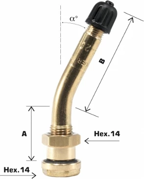 Valvul tubeless për kamion Trayal 8144, vrimë 9.7mm, gjatësi 85mm, e lakuar
