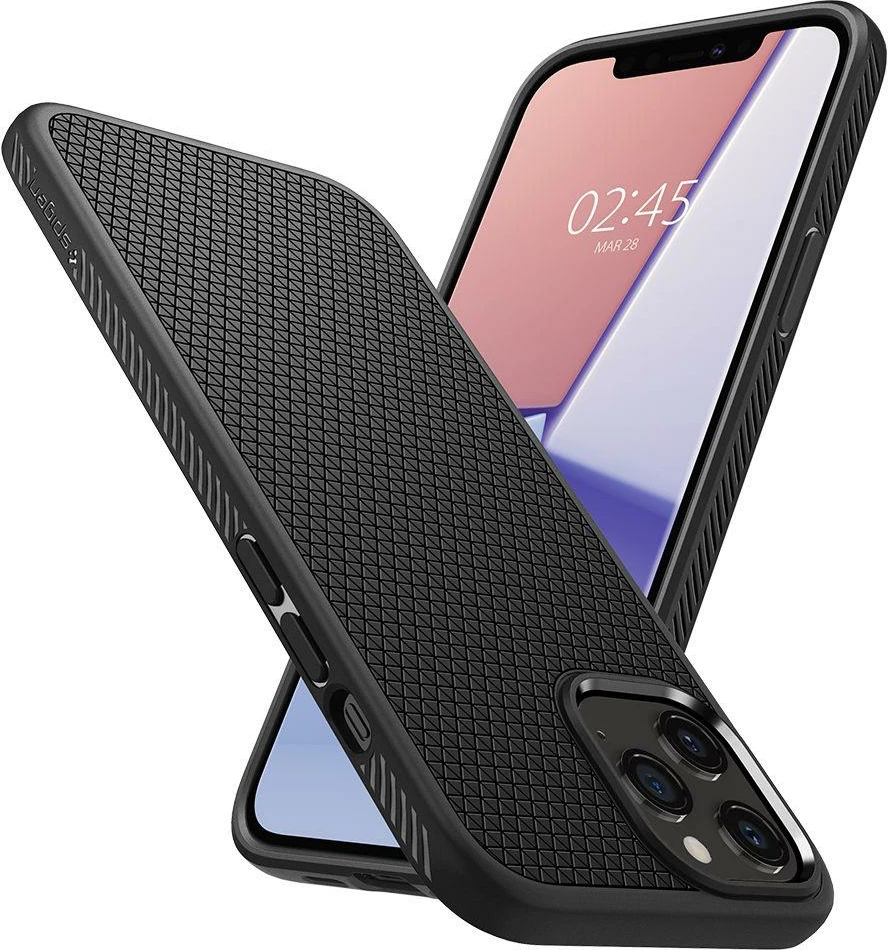 Mbështjellës Spigen Liquid Air për iPhone 12 / iPhone 12 Pro, Mat Zi