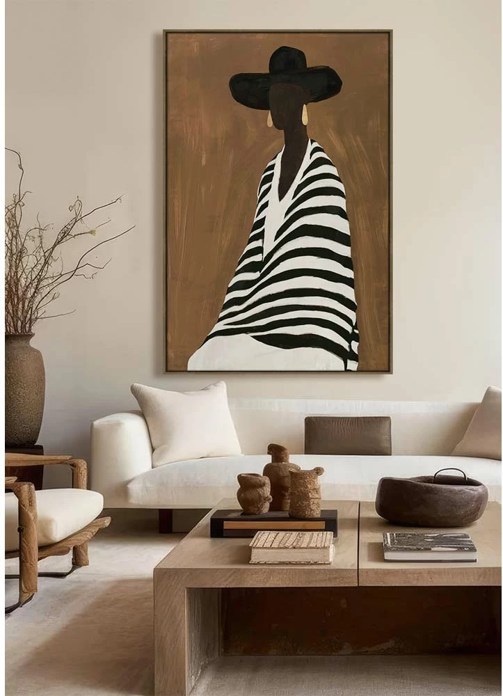 Pikturë dekorative me kornizë, Elegancë e përjetshme, kanavacë, kafe-bezhë-e zezë, 80x120x4 cm