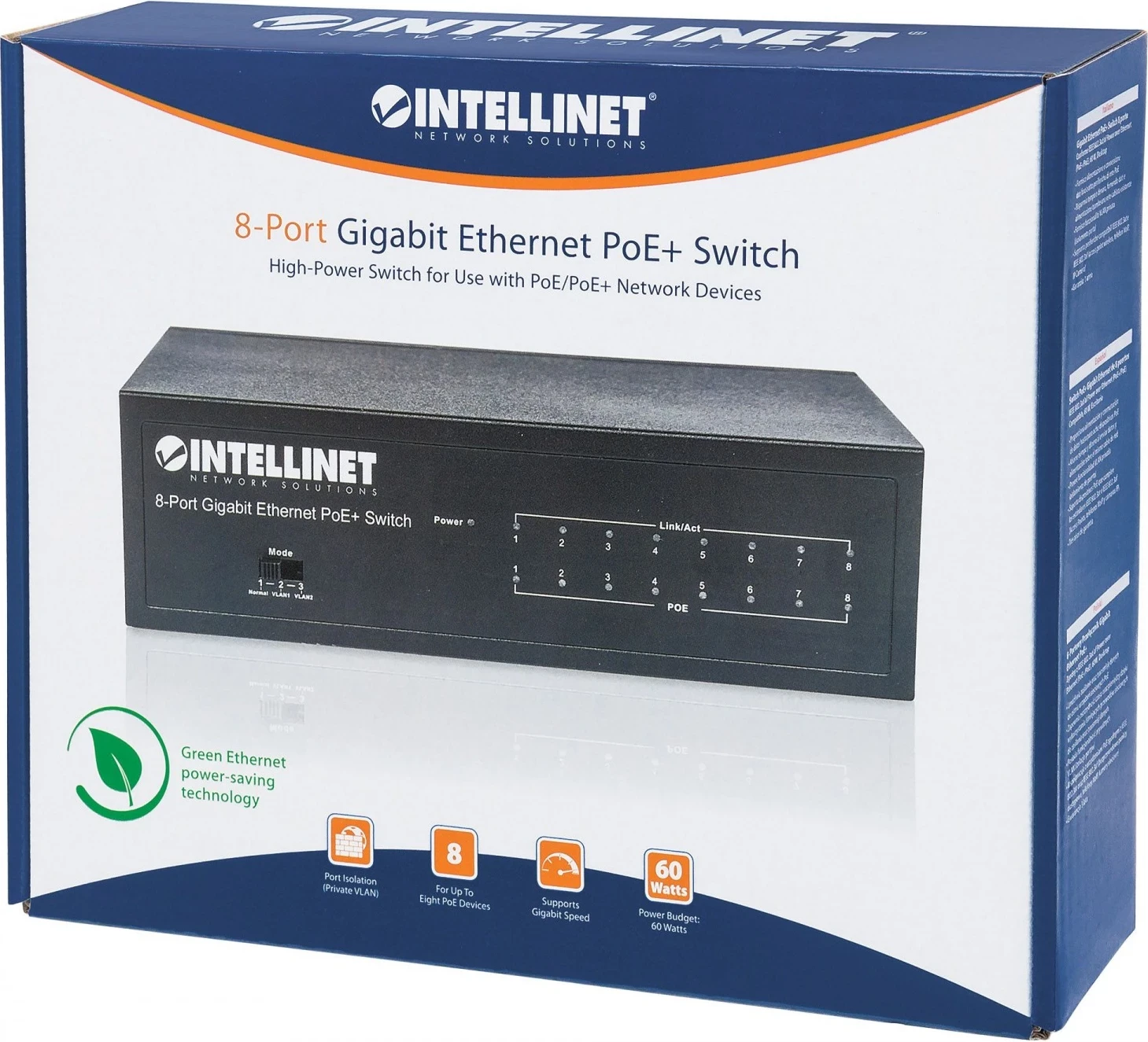 Switch Intellinet me 8 porta Gigabit PoE + VLAN