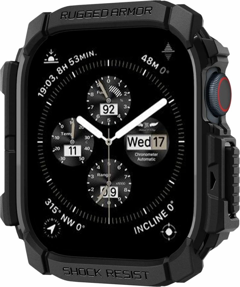 Mbështjellës Spigen Rugged Armor për Apple Watch 10, 42mm, i zi