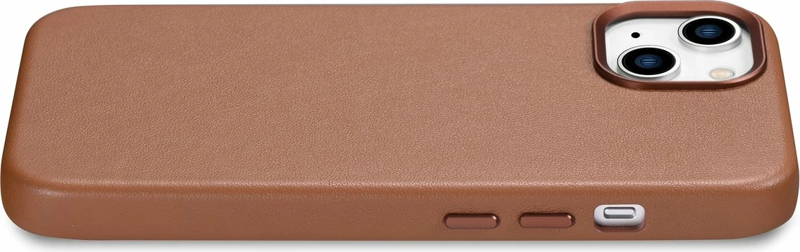 Mbështjellës iCarer për iPhone 14 Plus, lëkurë natyrale, MagSafe, Kafe