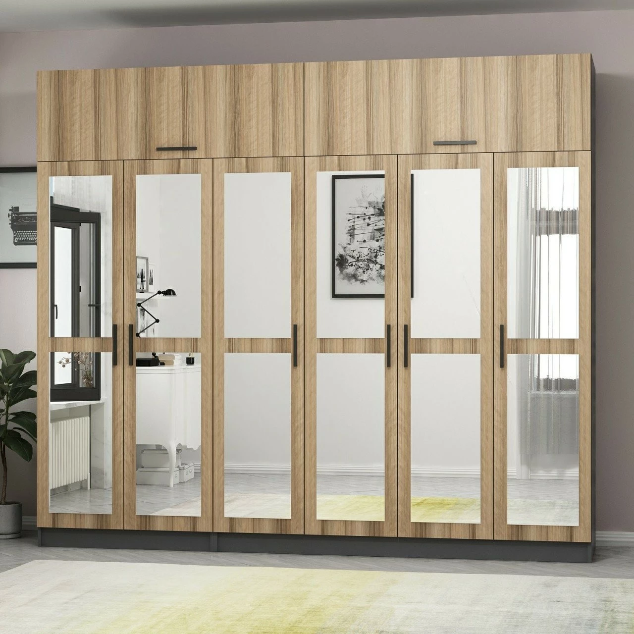 Dollap për rroba, ngjyrë arrë dhe antracit, Skye Decor - 5215