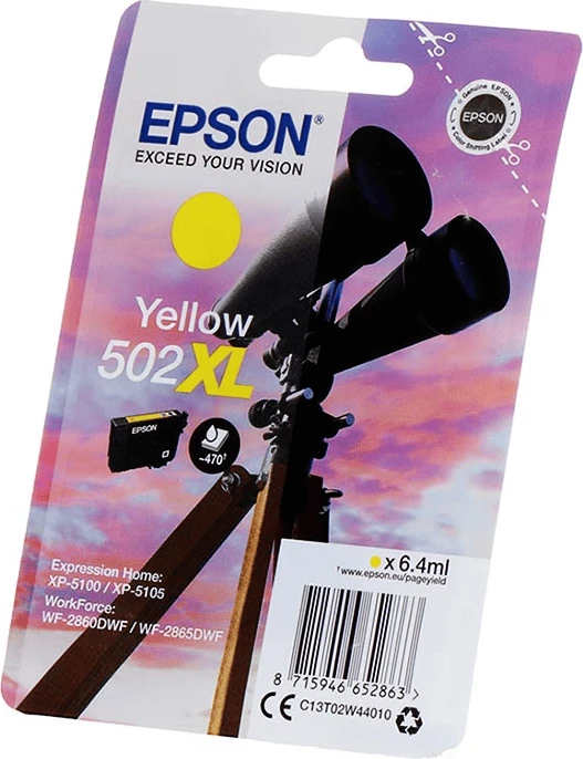 fishek boje, Epson, 502XL C13T02W44010, 6.4 ml, rendiment 470 faqe, e verdhë