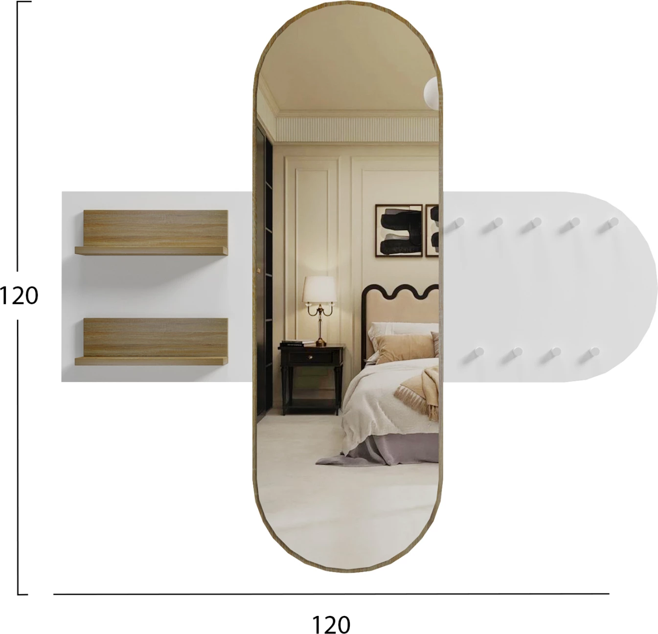 Mobilje hyrëse me pasqyrë CHERYL HM9049.12 melaminë bardhë-sonama 125x40x120Hcm