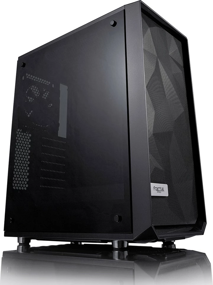 Kasë Fractal Design Meshify C Blackout, Midi Tower, ATX/ITX/mATX, xham i temperuar, e zezë