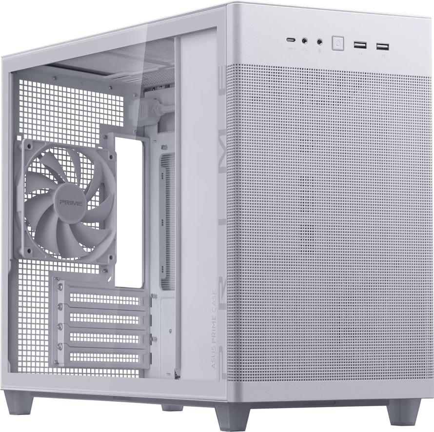 Kasë ASUS Prime AP201 Tempered Glass MicroATX 33L, e bardhë