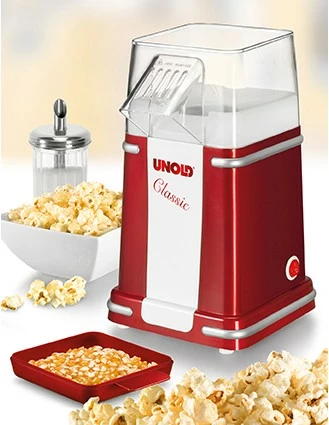 Aparat kokoshkash UNOLD 48525 Popcornmaker Classic, 900W, kuqe/bardhë/argjend