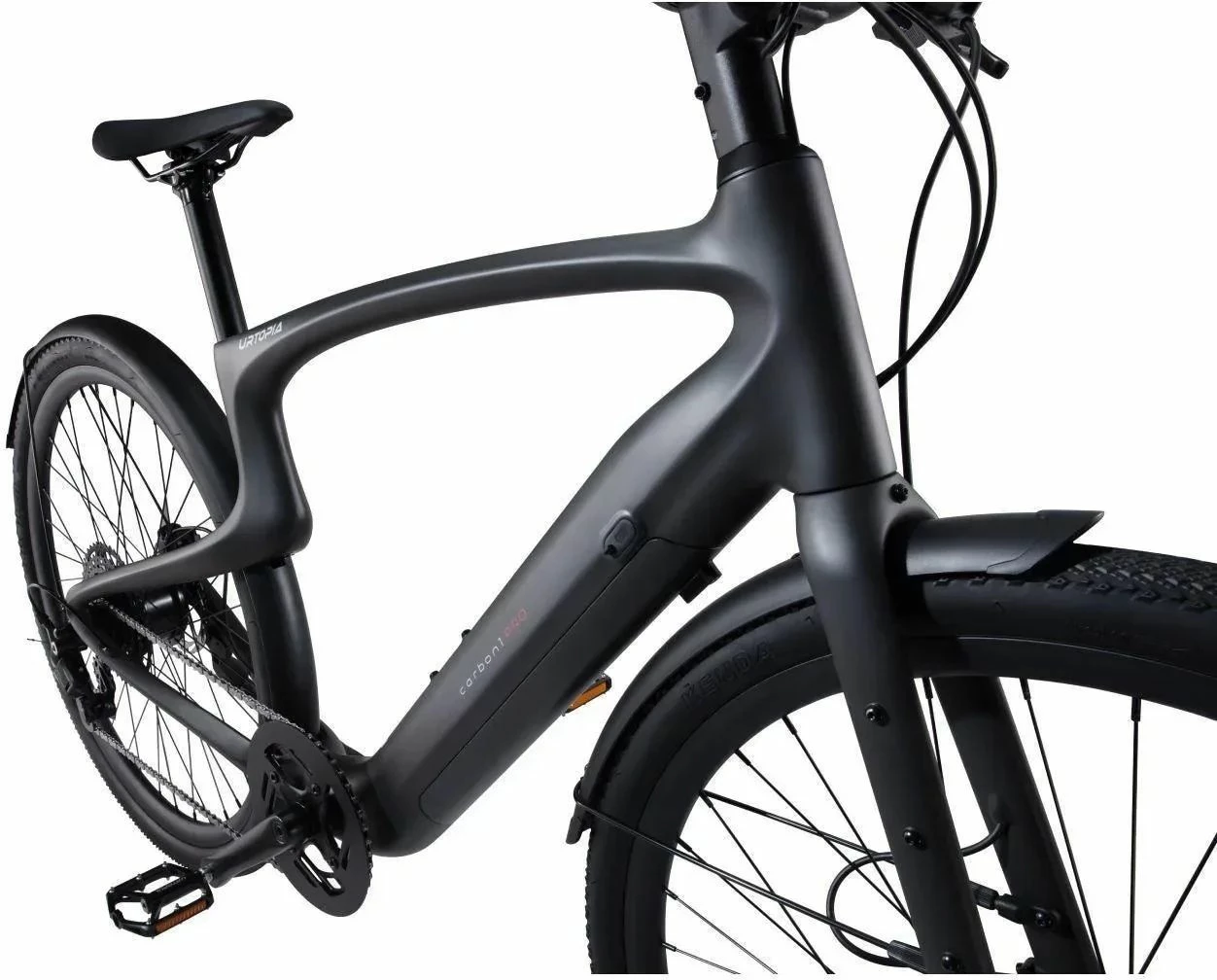 Biçikletë elektrike urbane Urtopia Carbon 1 Pro, L (180–195 cm), kornizë karbon, motor 250W, deri 130 km, e zezë