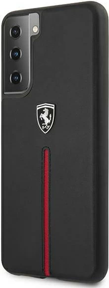 Mbështjellës Ferrari Off Track për Samsung Galaxy S21, lëkurë natyrale, i zi