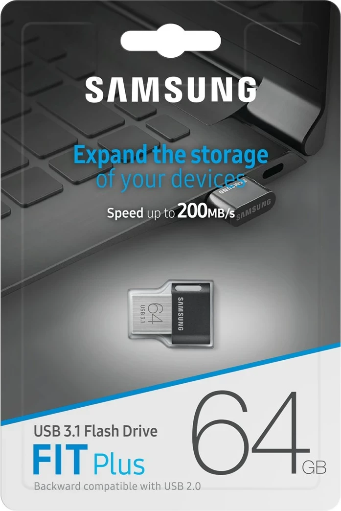USB flash drive Samsung MUF-64AB FIT Plus, 64 GB, USB 3.2, Gri/Argjend